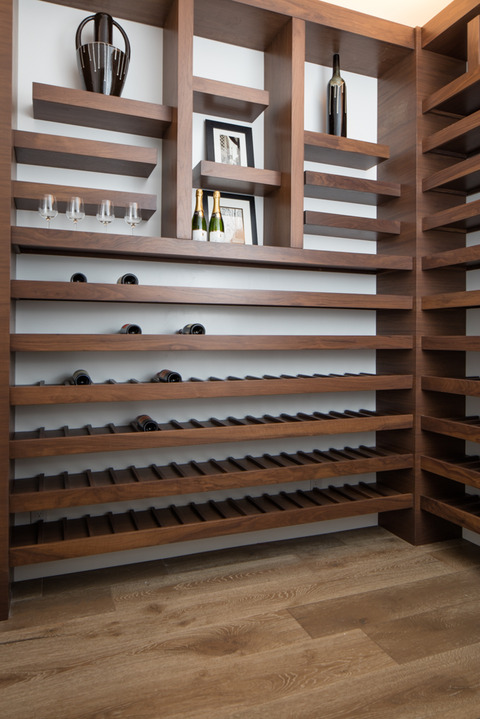 Contemporary Wine Cellar with custom shelving
