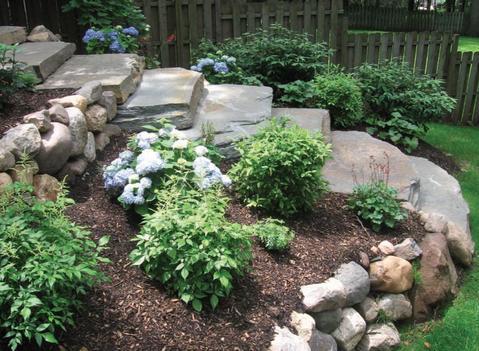 Transitional Landscape with stone retaining walls