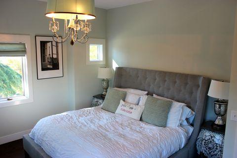 Shabby Chic Bedroom with cvrystal chandelier
