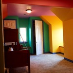 Eclectic Library In Longmont Benjamin Moore Azurite Painted Wall Explore More Photos From Color Wheel Interiors Llc