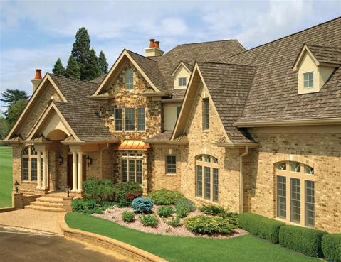 English Country Home Exterior with glass panel windows