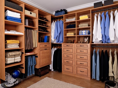 Traditional Closet with white crown molding