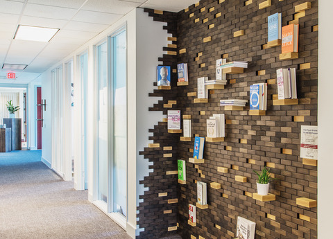 Modern Library with three dimensional wall display