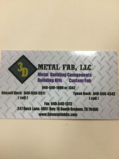 Logo for 3 D Metal Fab, LLC
