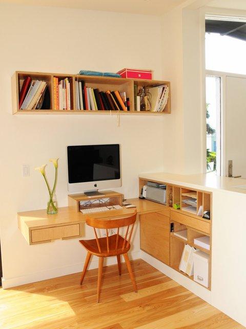 Contemporary Home Office with light veneer finish