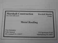 Logo for Marshall Roofing, LLC