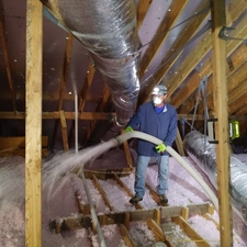 Saving Energy Blown In Insulation In The Attic Finished Attic Blown In Insulation Attic Ventilation