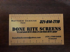 Logo for Done Rite Screens, LLC