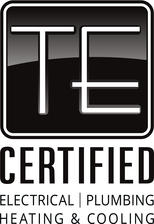 Logo for TE Certified, Electrical, Plumbing, Heating & Cooling