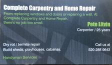 Logo for Complete Carpentry and Home Repair - Unlicensed Contractor