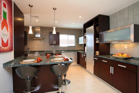 Modern Kitchen with high end stainless steel refrigerator