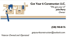 Logo for Got Your 6 Construction - Unlicensed Contractor