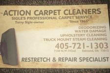 Logo for Action Carpet Cleaners, Sigle's Professional Carpet Service