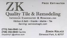 Logo for ZK Quality Tile & Remodeling