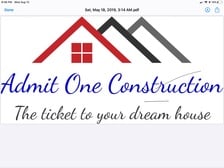 Admit One Construction, LLC logo
