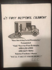 Logo for Q's First Response Clean Outs and Hauling