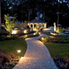 Transitional Landscape with large tiered water fountain feature