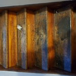 Wooden steps half way scrubbed