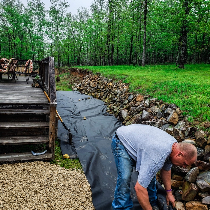weed control fabric laid down