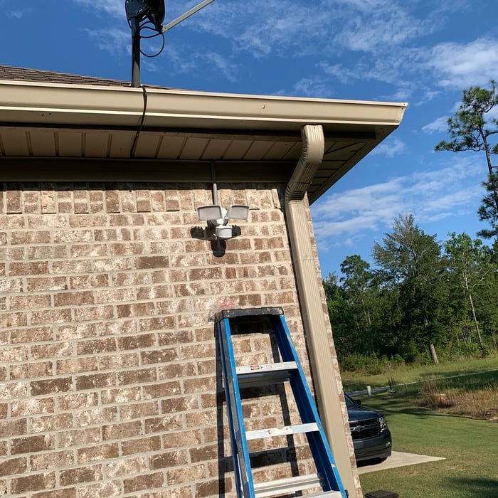 Outdoor light installed with wire, box and conduit