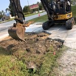Excavator for Pipe Install
