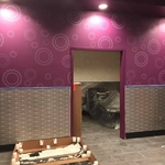 Wallpaper and paint. PLANET FITNESS.