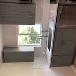 Gray Shaker Cabinets with Alaska White Countertops