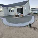 Backyard concrete patio