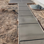Backyard concrete walkway