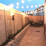 Stamped and colored concrete.