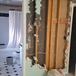 Original master bath with closet.