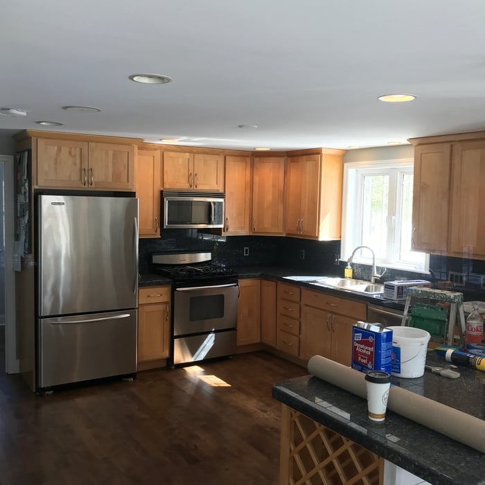 Maple Cabinets before refinishing