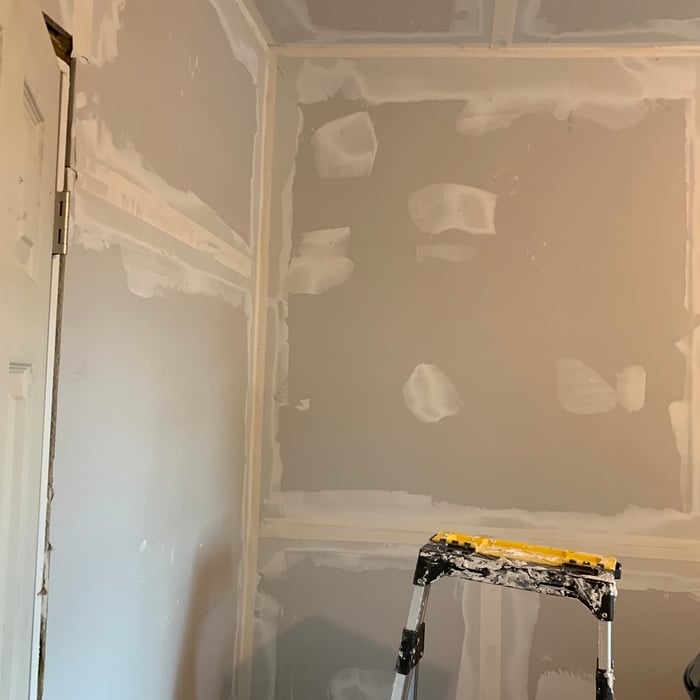 Bedroom Sheetrock electric flooring new windows