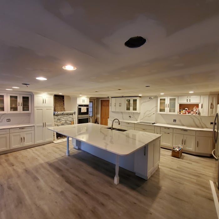 kitchen, island and backsplash