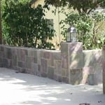 wall, pillars, and entry
