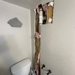 Plumber access holes for water leak repairs.