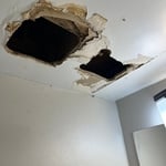 Plumber access holes for water leak repairs.
