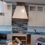 Custom kitchen hood and cabinets