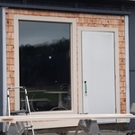 door and window install ceder shingles and trim