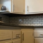 backsplash and detail of base cabinet modification