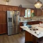 Dark cherry cabinets