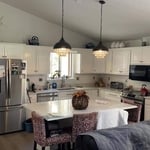 Finished white cabinets.