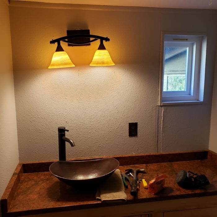 bath room sink and backsplash