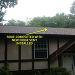 ROOF COMPLETED WITH NEW RIDGE VENT INSTALLED