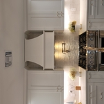 Pot filler, range and kitchen sink.