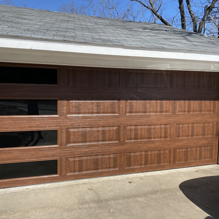 Modern long panel door with custom side windows