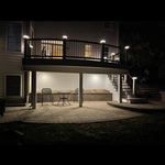 Deck and patio at night
