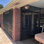 double sliding doors. bronze
