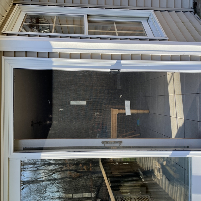 Before - worn sunfaded screen w/ holes