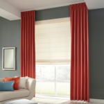 Roman Shade with Bold Side Panel Draperies
